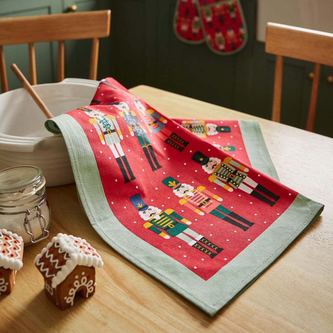 Ulster Weavers Recycled Cotton Tea Towel - Nutcracker Parade (Red) - - Ulster Weavers