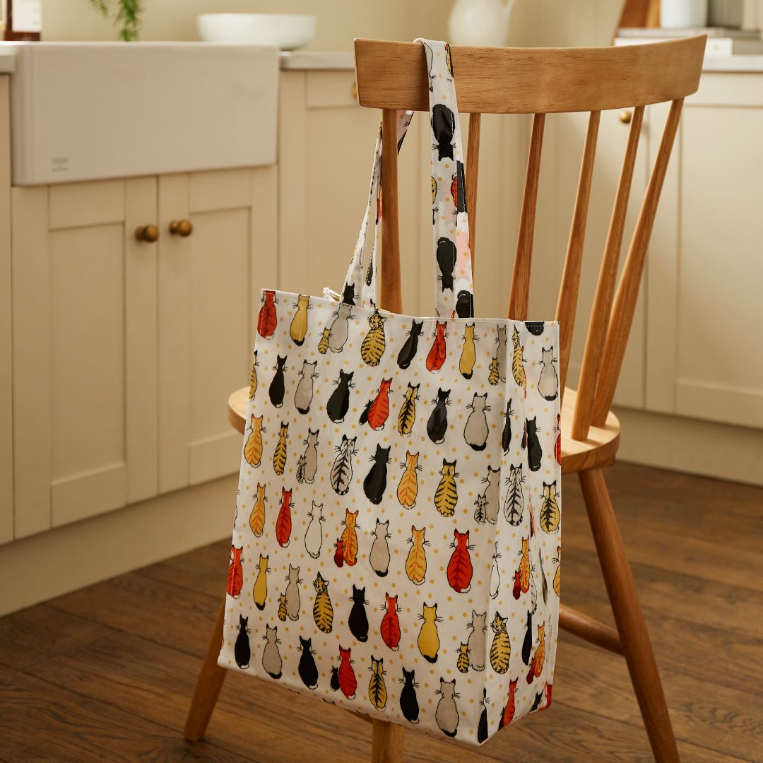 Ulster Weavers Medium Biodegradable PVC Shopper Bags - Cats in Waiting (Orange) - - Ulster Weavers