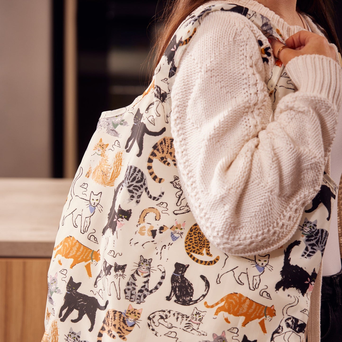 Ulster Weavers Feline Friends Packable Bag One Size in Grey - Bag - Ulster Weavers