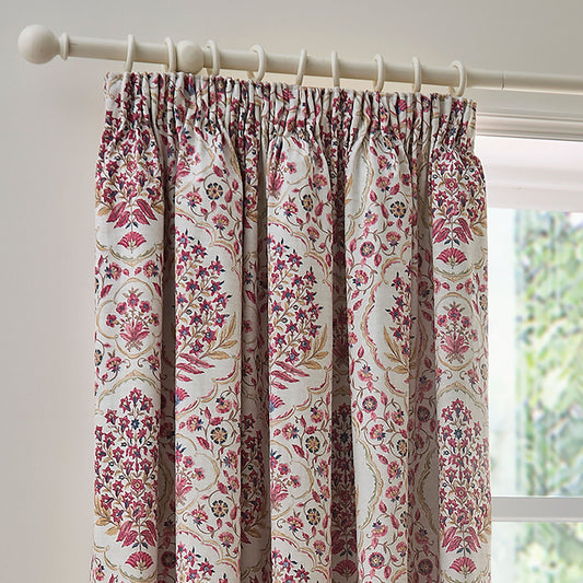 Ashmead Pair of Pencil Pleat Curtains in Berry - Pair of Pencil Pleat Curtains - D & D