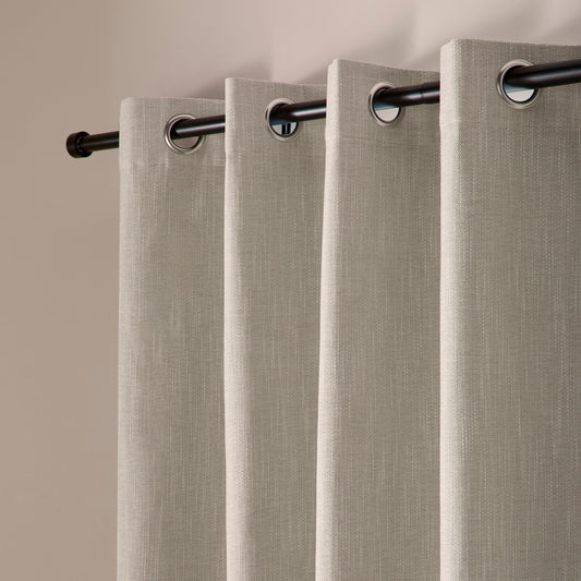 Boucle Chenille Pair of Eyelet Curtains in Cream