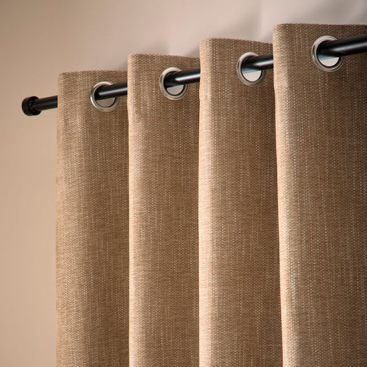 Boucle Chenille Pair of Eyelet Curtains in Natural