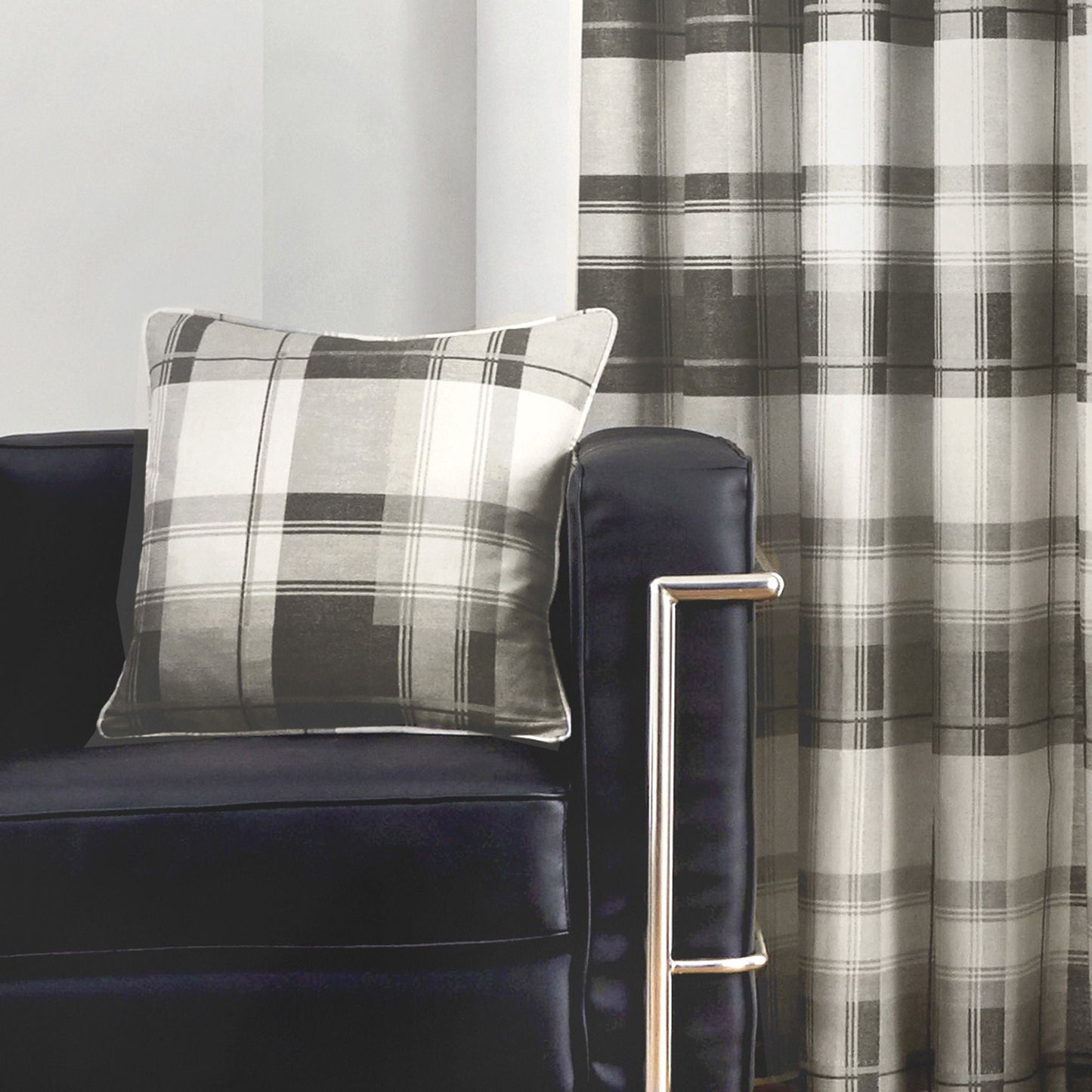 Balmoral Check Cushion by Fusion in Slate 43 x 43cm - Cushion - Fusion