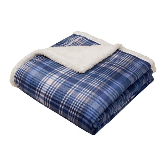 Bennet Check Throw in Navy 150 x 200cm - Throw - D & D