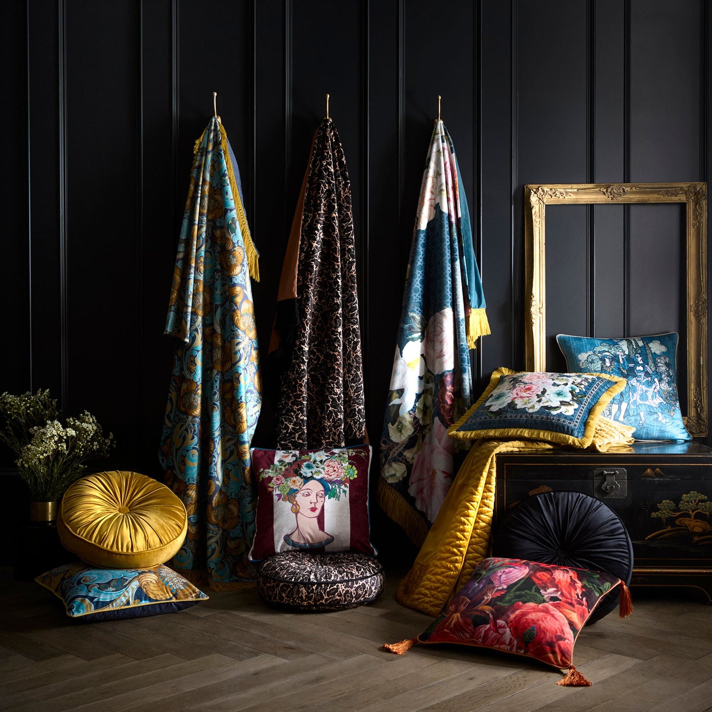 Bouquet Lady Cushion in Multi 43 x 43cm - Cushion - Laurence Llewelyn-Bowen