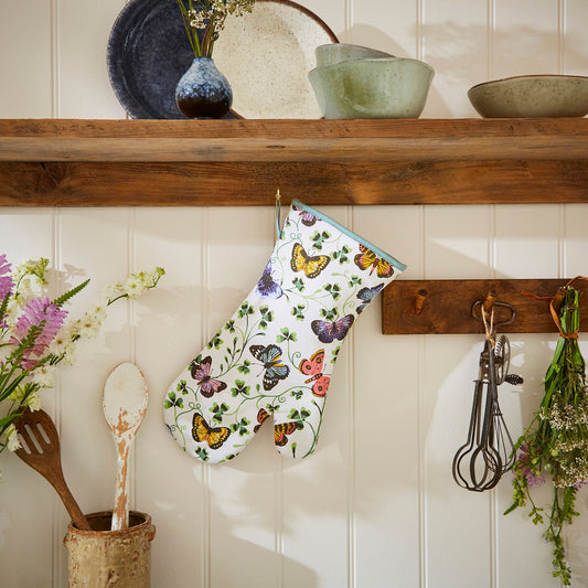 Butterfly Grove Gauntlet Oven Glove in Blue