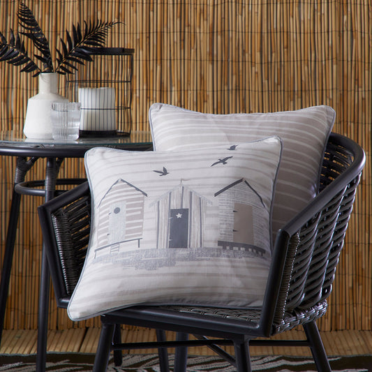 Beach Huts Outdoor Cushion by Fusion in Natural 43 x 43cm - Cushion - Fusion