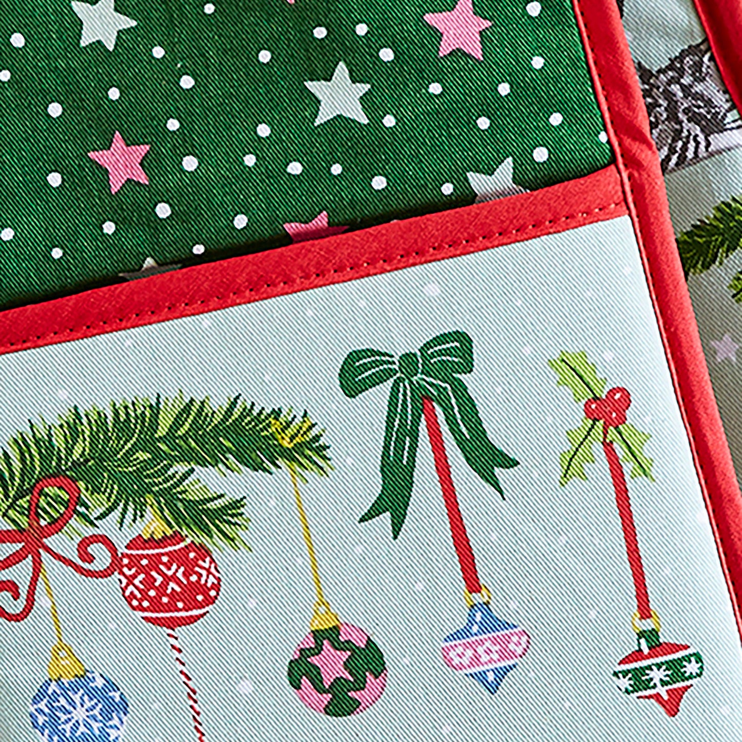 Christmas Cats Double Oven Glove in Seafoam