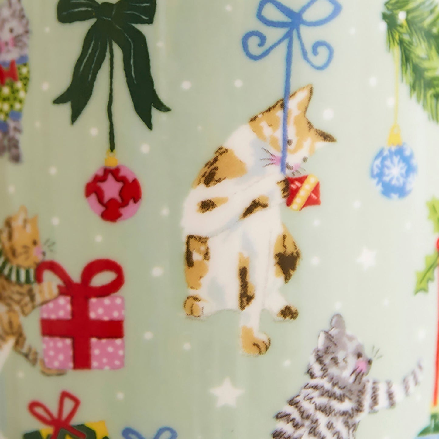 Christmas Cats Bone China Mug in Seafoam