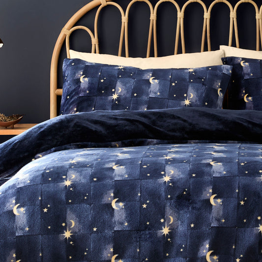 Cosmic Star Duvet Cover Set in Navy - Duvet Cover Set - Fusion