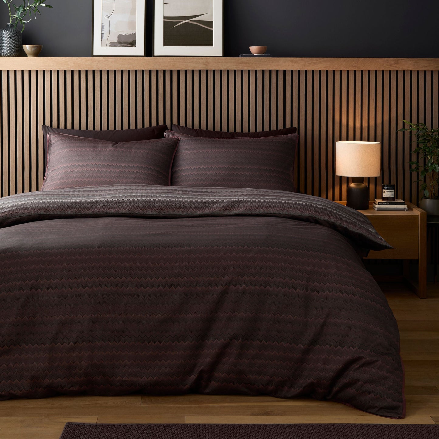 Chevron Stripe Duvet Cover Set in Chocolate - Duvet Cover Set - Appletree