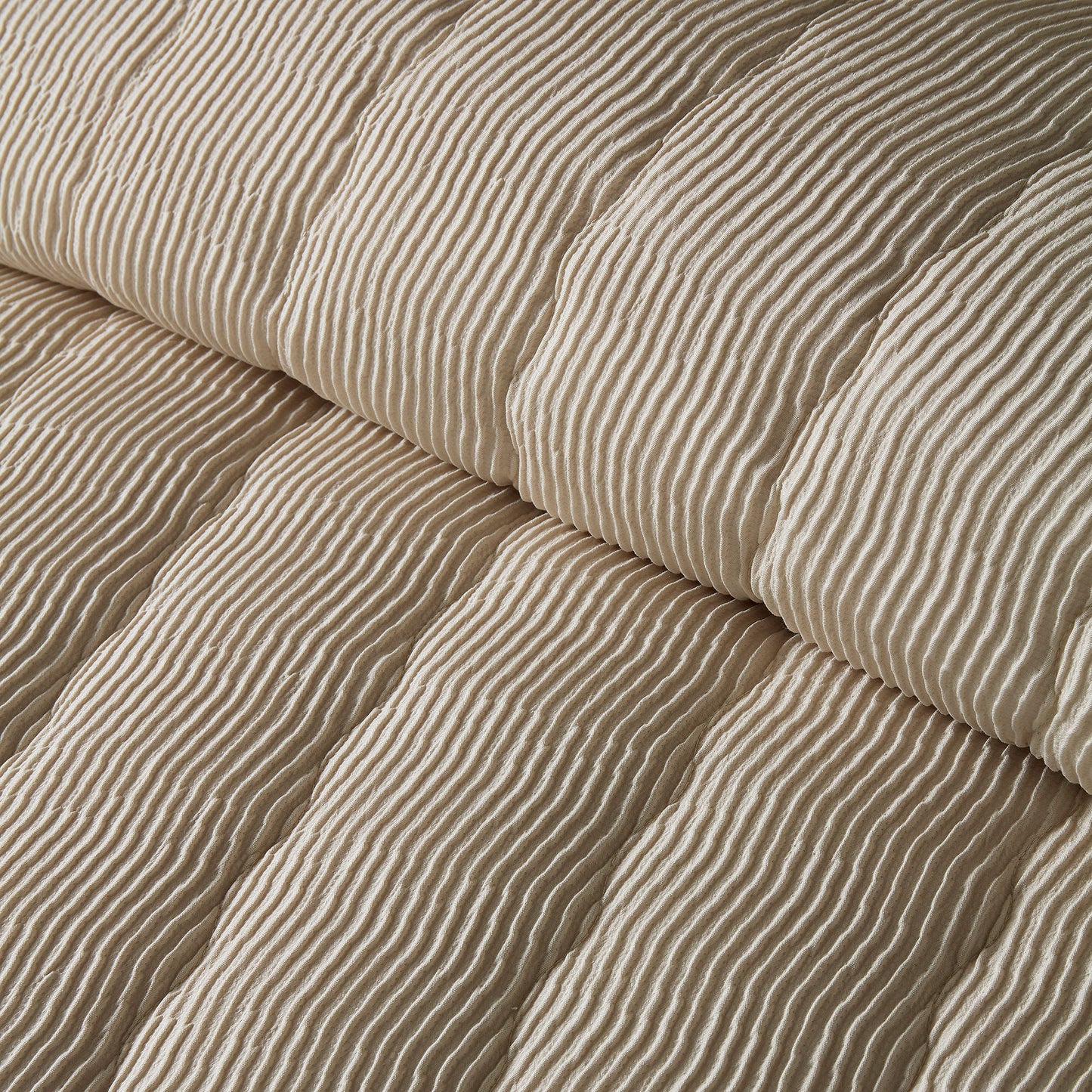 Crinkle Wave Duvet Cover Set in Natural - Duvet Cover Set - Serene