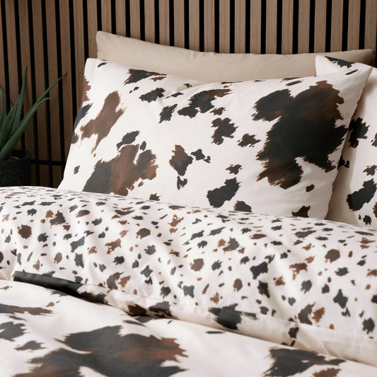Cow Print Duvet Cover Set in Natural