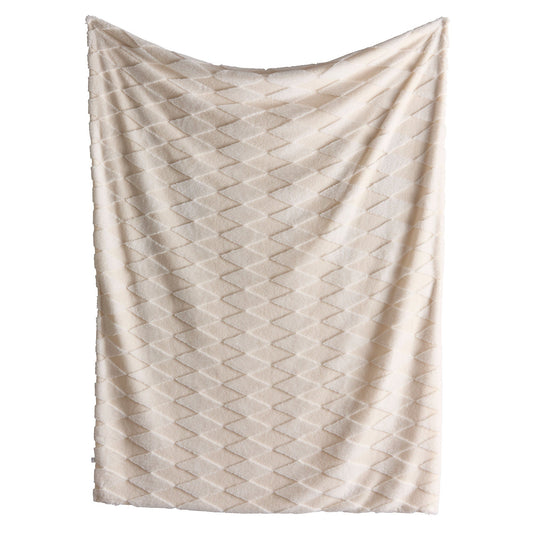 Cosy Diamond Throw in Natural 150 x 200cm - Throw - Appletree