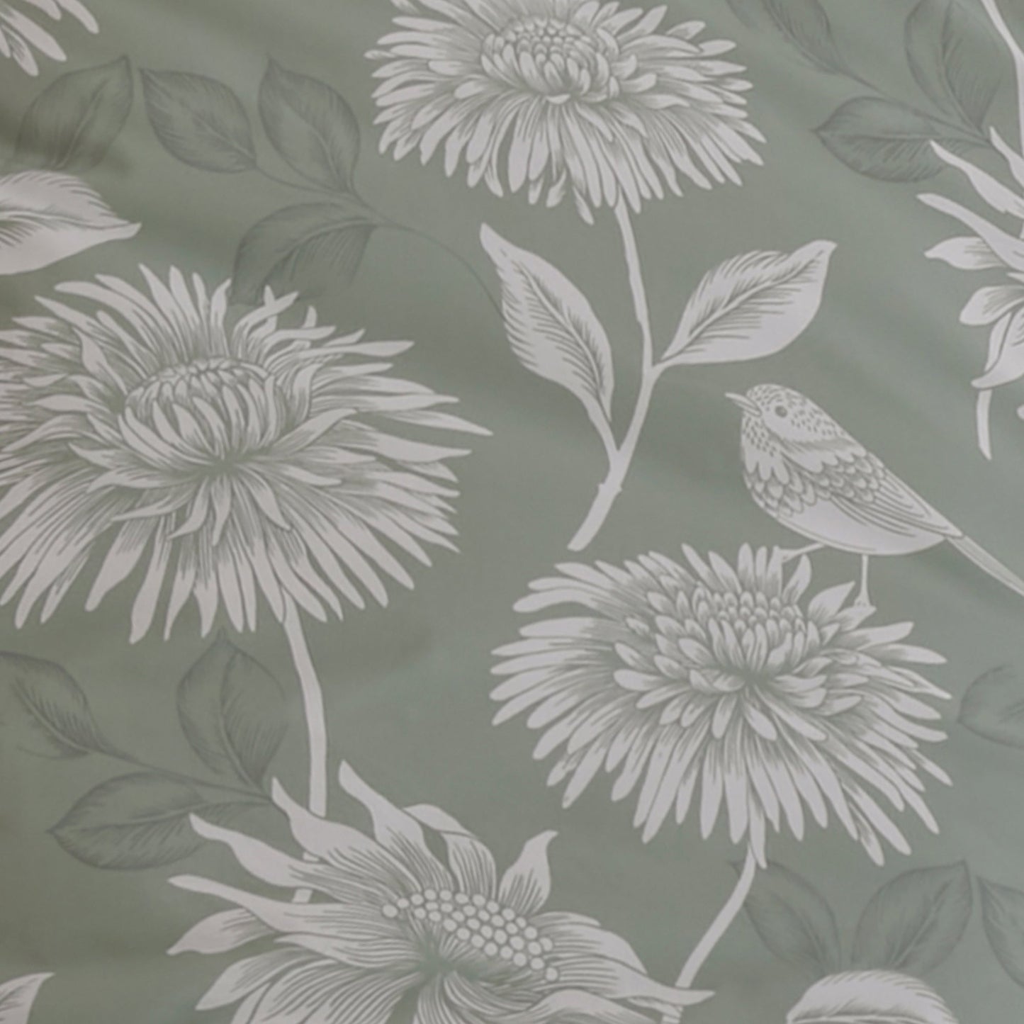 Chrysanthemum Pair of Pencil Pleat Curtains With Tie-Backs by Dreams & Drapes Design in Green - Pair of Pencil Pleat Curtains With Tie-Backs - Dreams & Drapes Design
