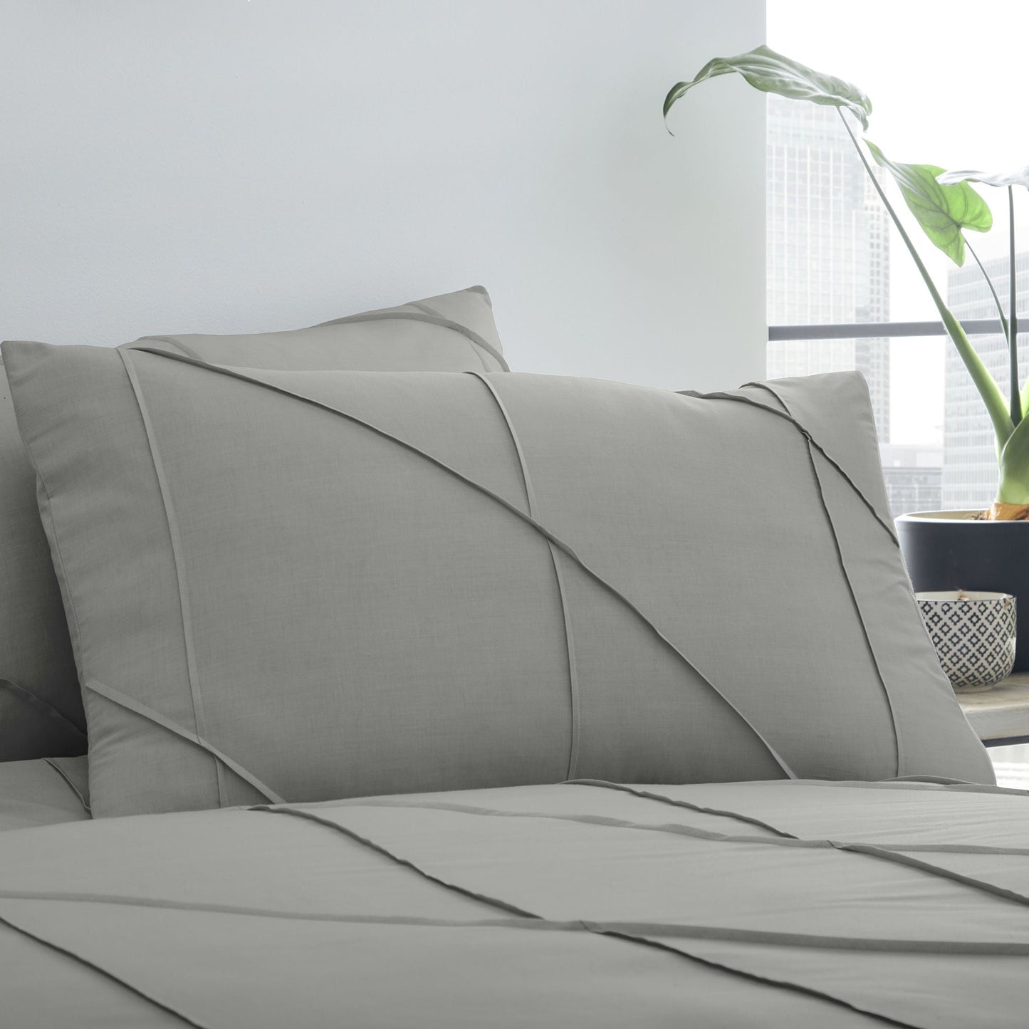 Dart Duvet Cover Set by Serene in Grey - Duvet Cover Set - Serene