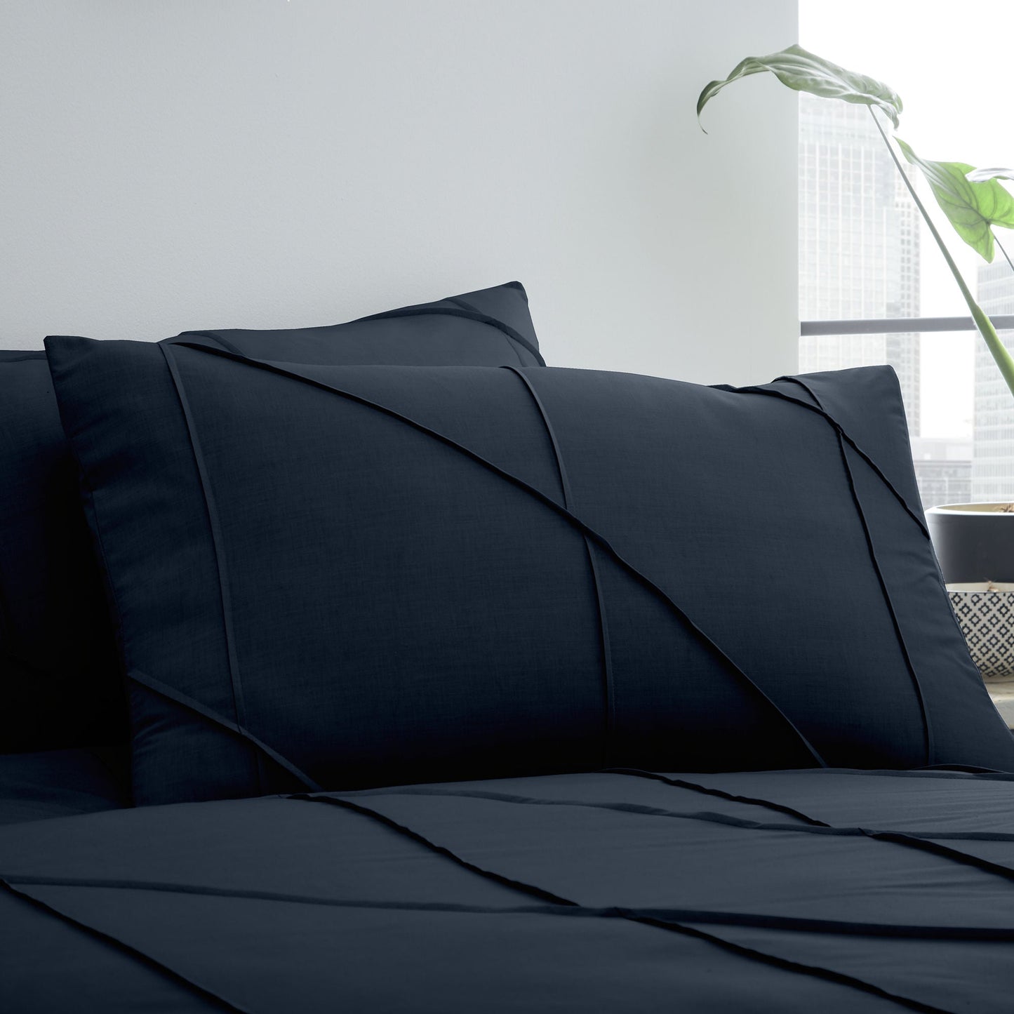 Dart Duvet Cover Set by Serene in Navy - Duvet Cover Set - Serene