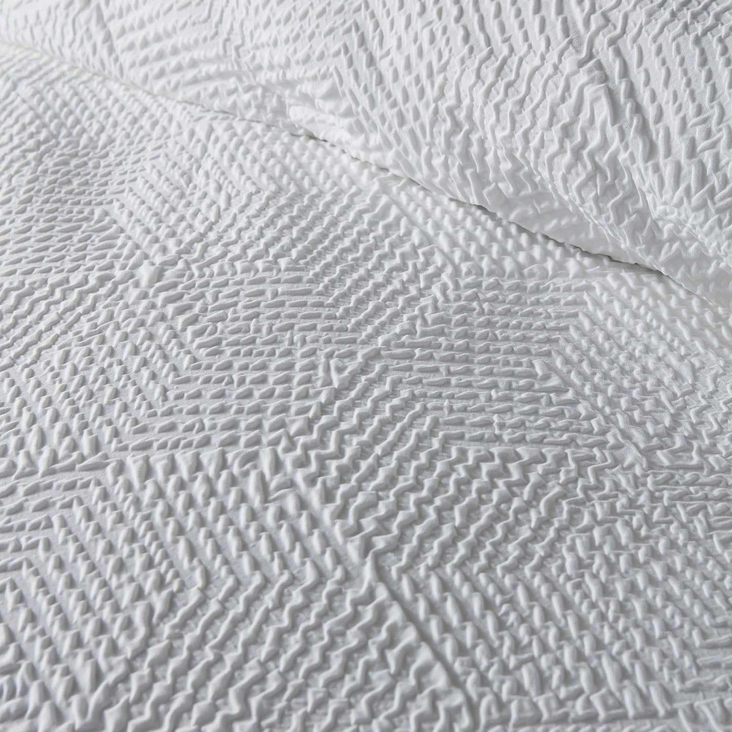 Embossed Geo Duvet Cover Set in White - Duvet Cover Set - Serene