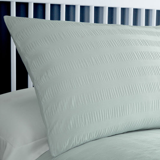 Honley Seersucker Duvet Cover Set by Serene in Duck Egg - Duvet Cover Set - Serene