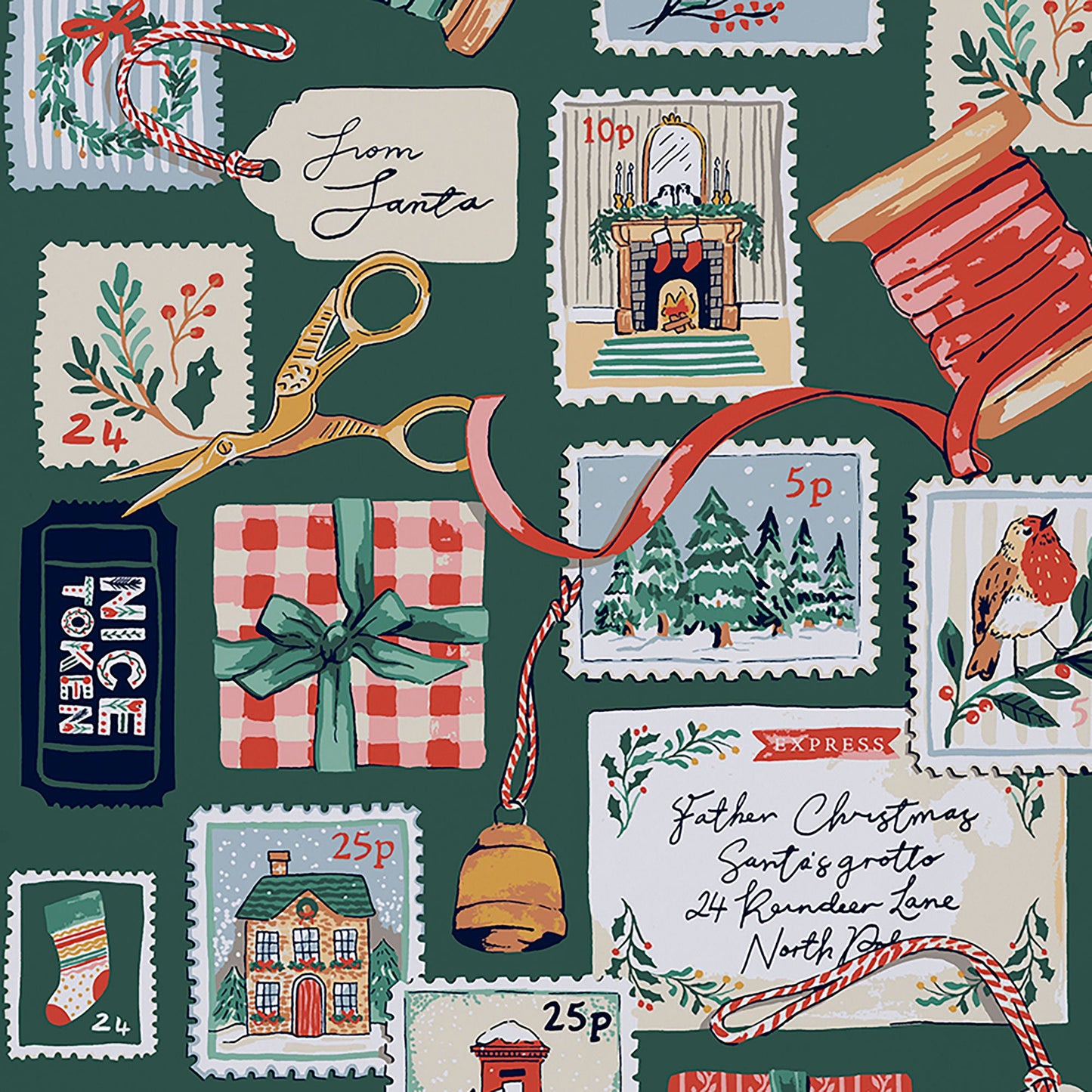 Ulster Weavers Letters to Santa Tea Towel - Cotton One Size in Green - Tea Towel - Ulster Weavers