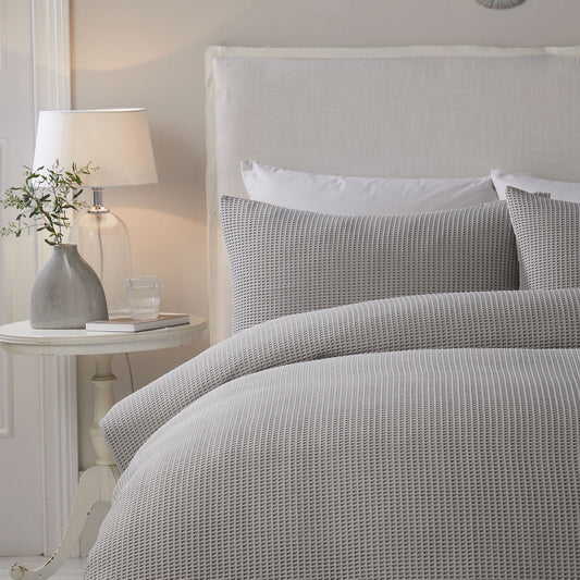 Lindly Duvet Cover Set by Serene in Silver - Duvet Cover Set - Serene