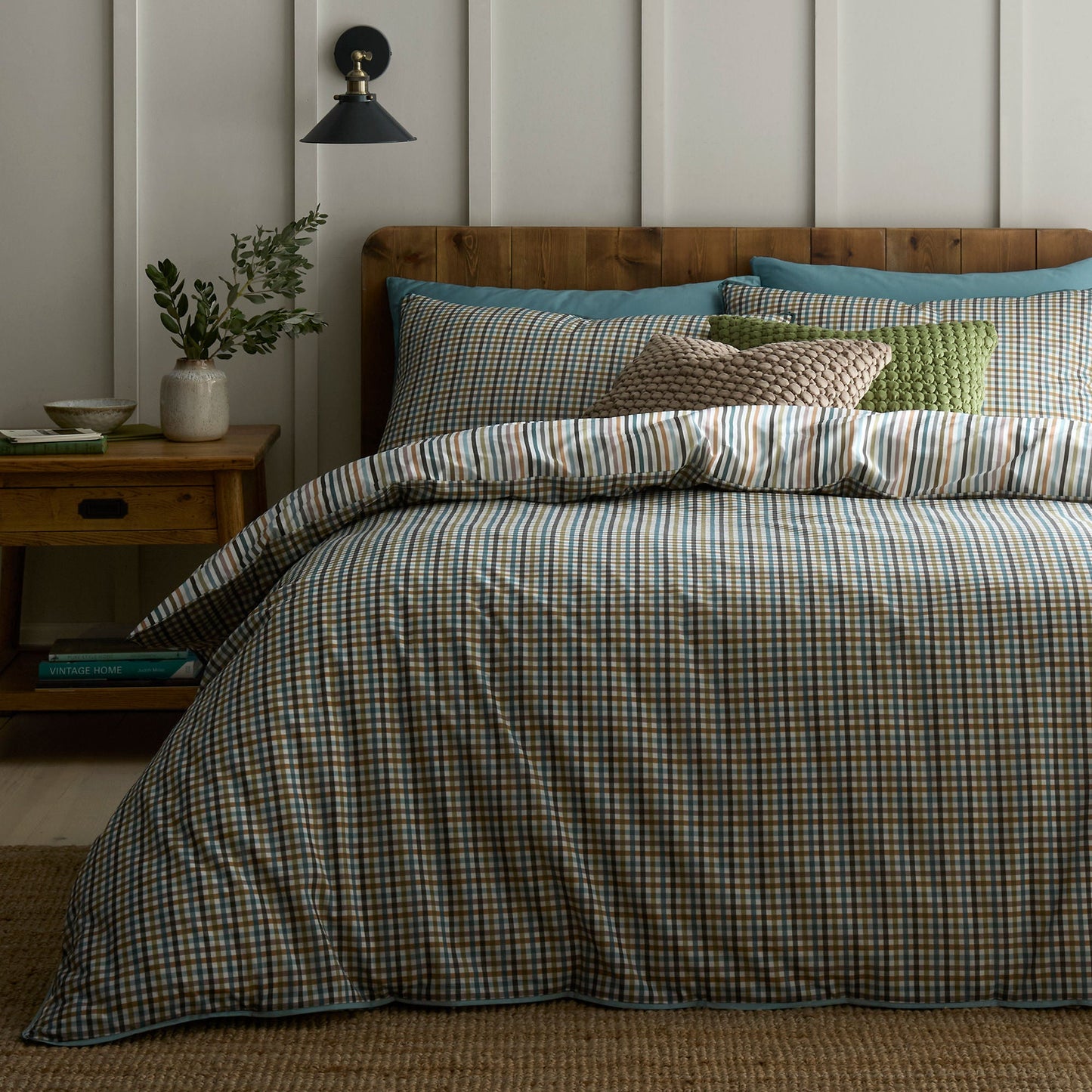 Micro Check Duvet Cover Set in Green - Duvet Cover Set - Appletree