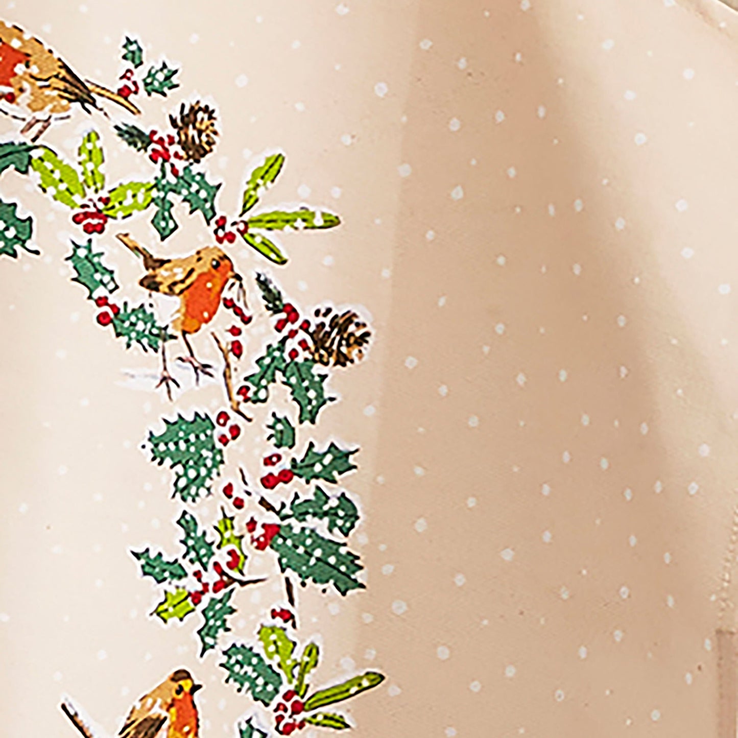 Christmas Robins Cotton Apron in Green