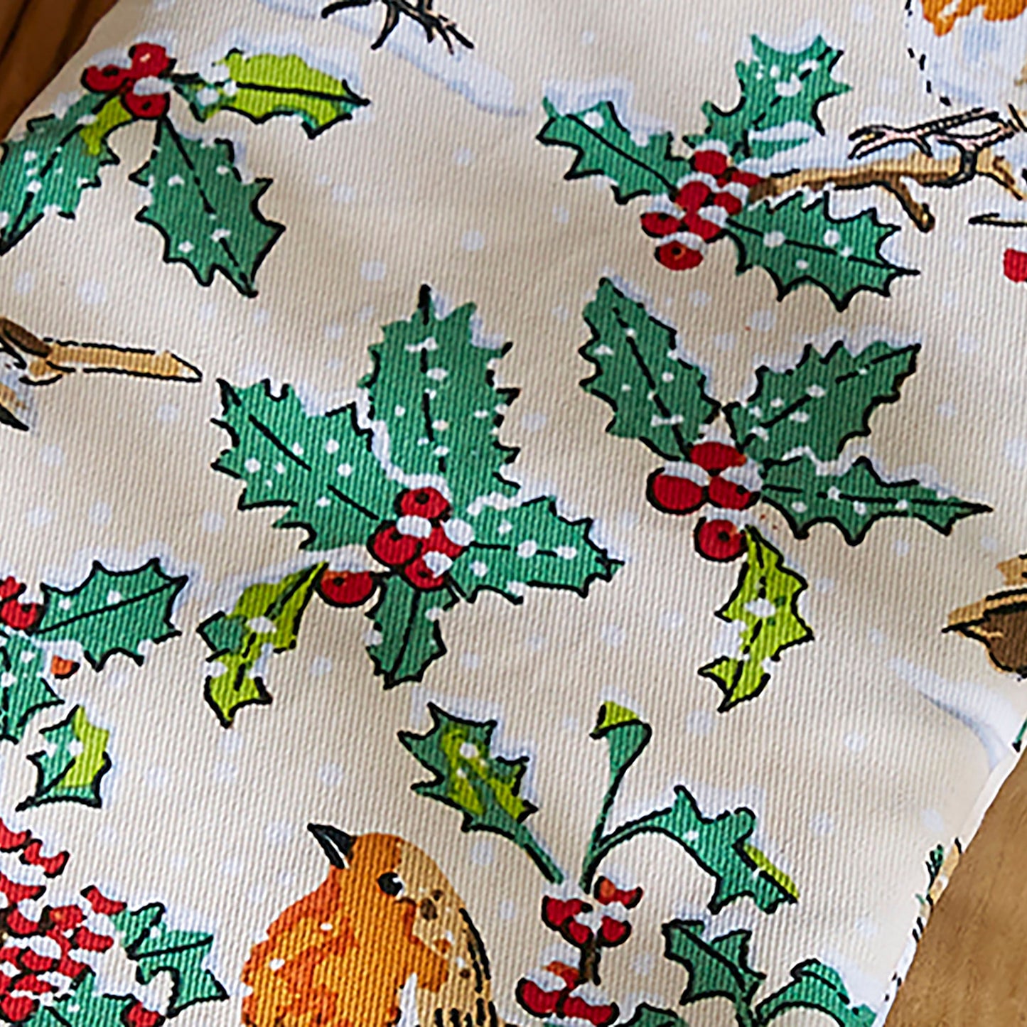 Christmas Robins Gauntlet Oven Glove in Green