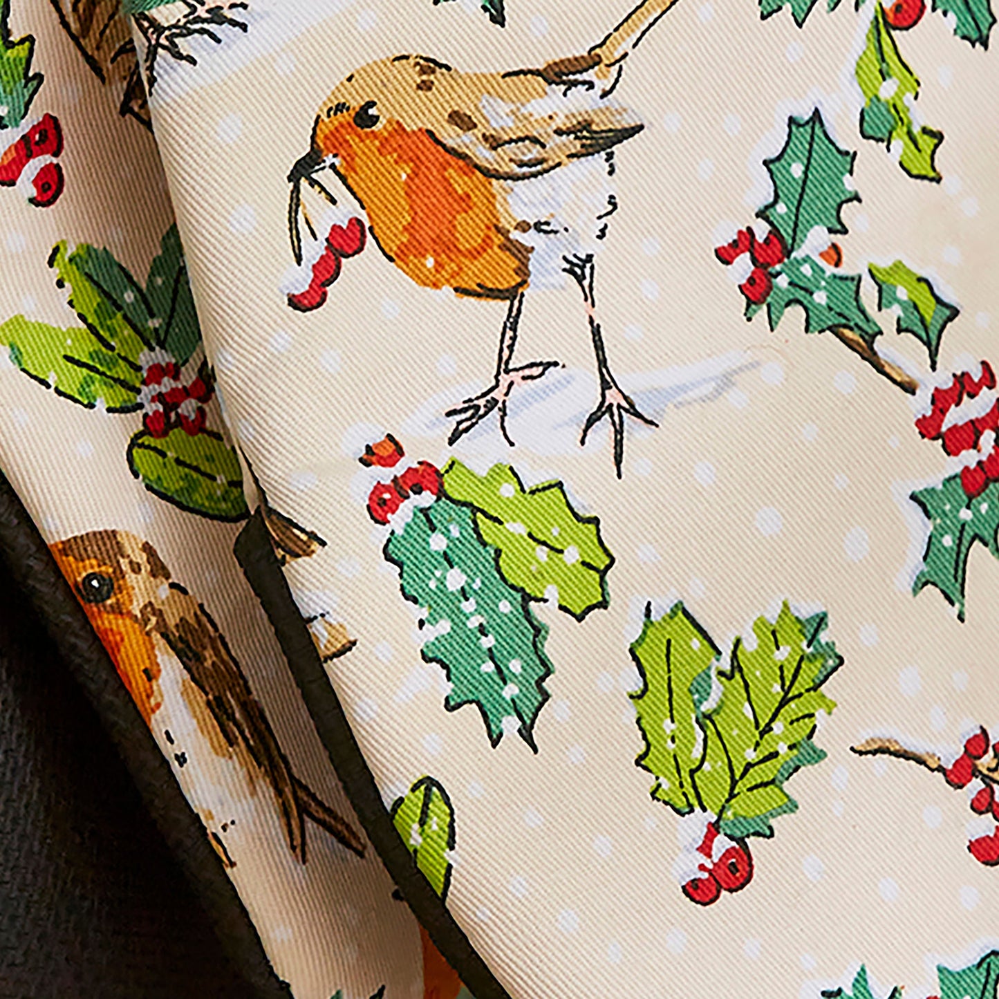 Christmas Robins Microwave Mitts Pair in Green