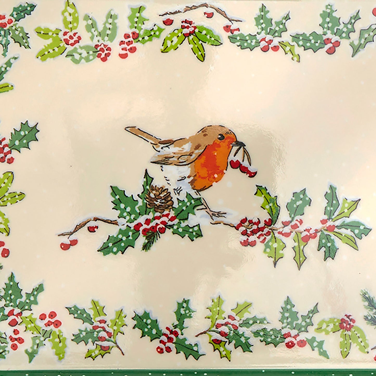 Christmas Robins Scatter Tray in Green