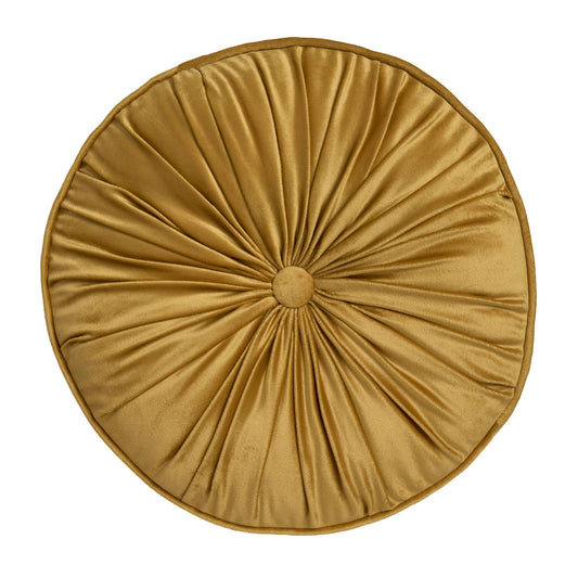 Round Pleat Round Cushion in Ochre 40cm - Round Cushion - Laurence Llewelyn-Bowen