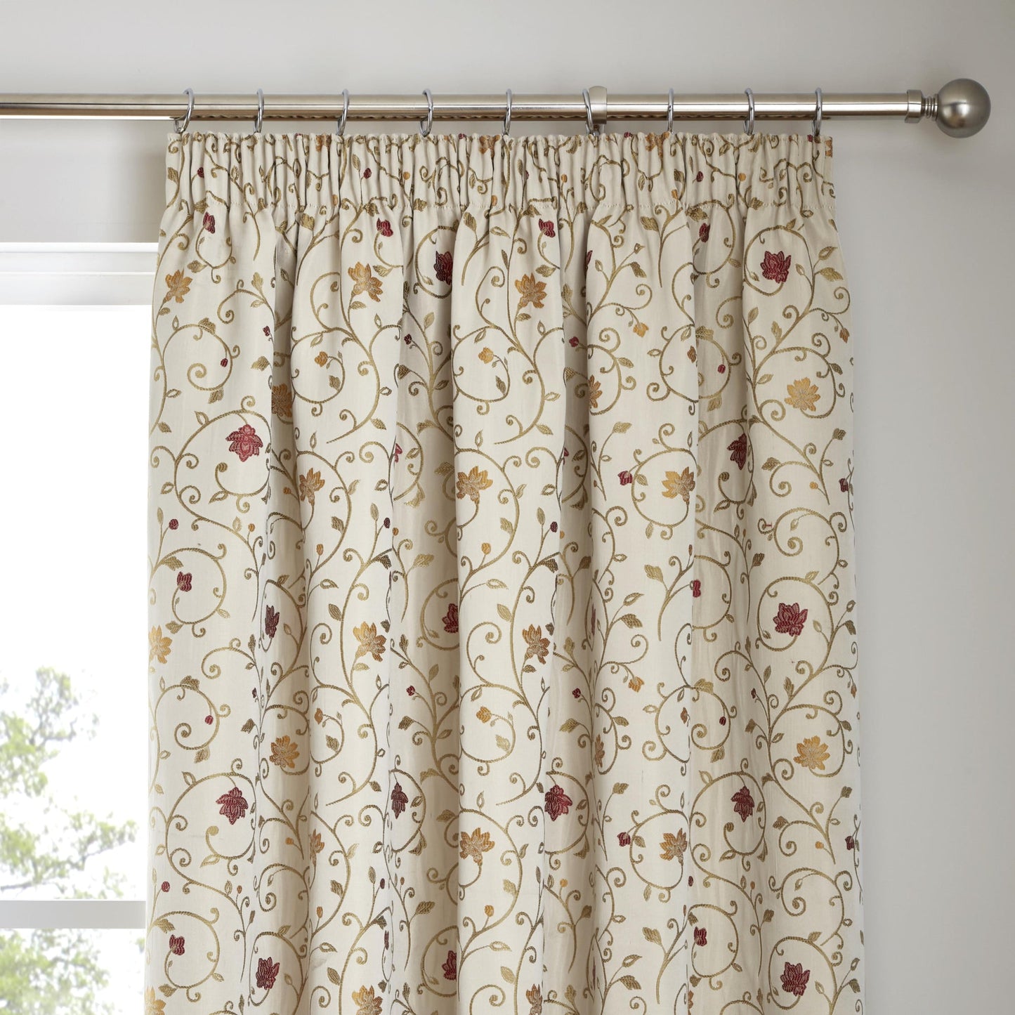 Renata Pair Of Curtain Tiebacks by Curtina in Natural & Red 26" x 4" - Pair Of Curtain Tiebacks - Curtina