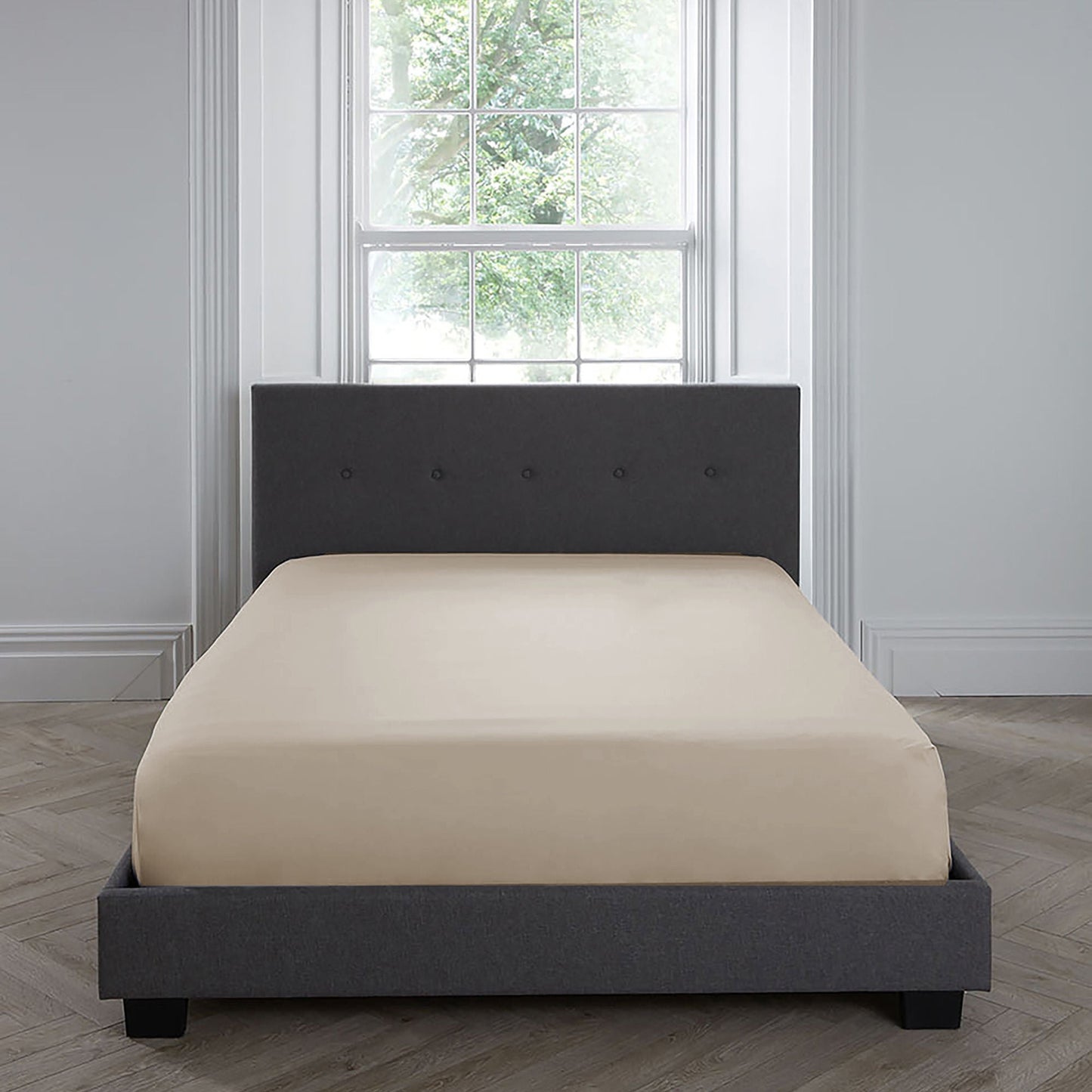 Plain Dye 32cm Fitted Bed Sheet by Serene in Natural - 32cm Fitted Bed Sheet - Serene