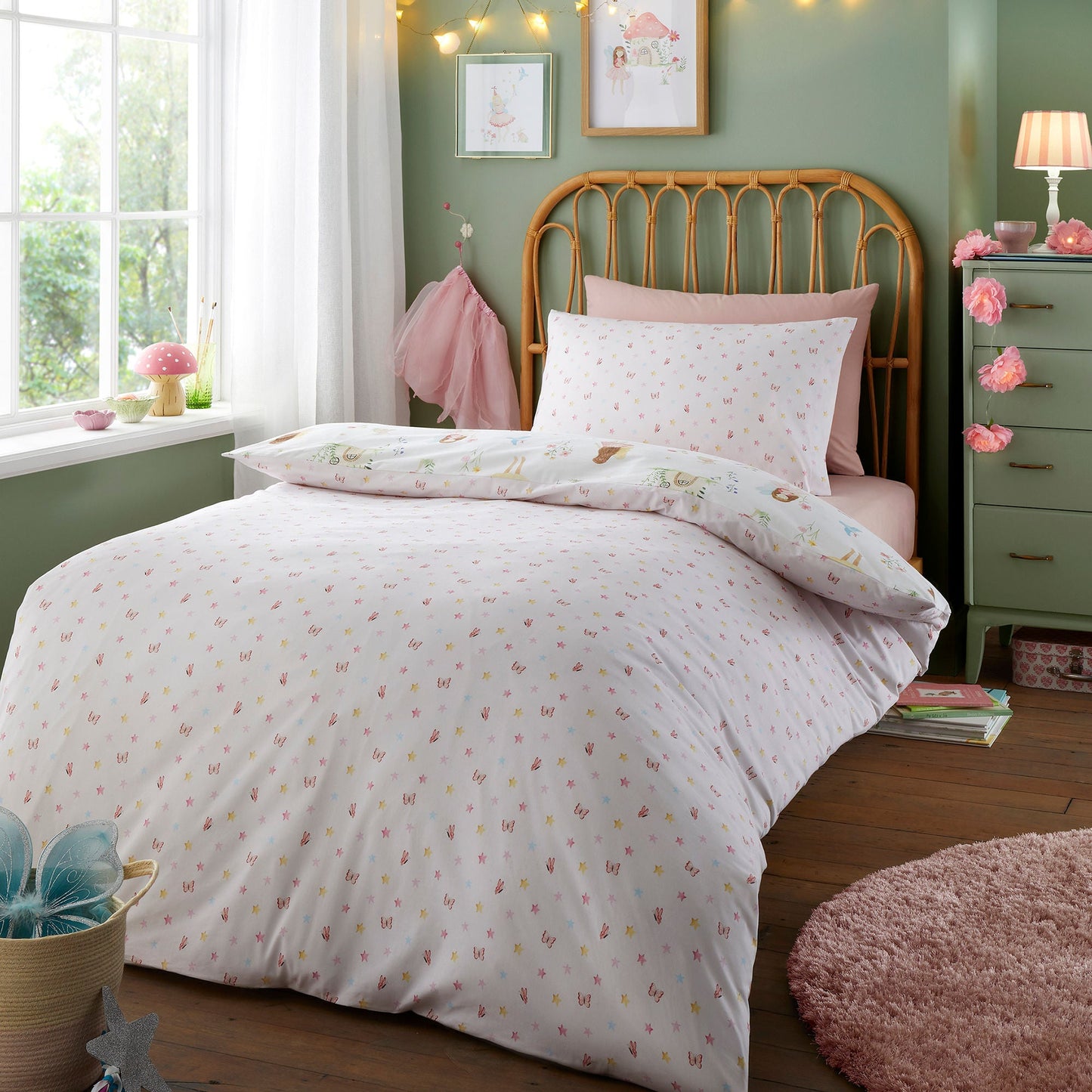 Summer Fairies Duvet Cover Set in Pink