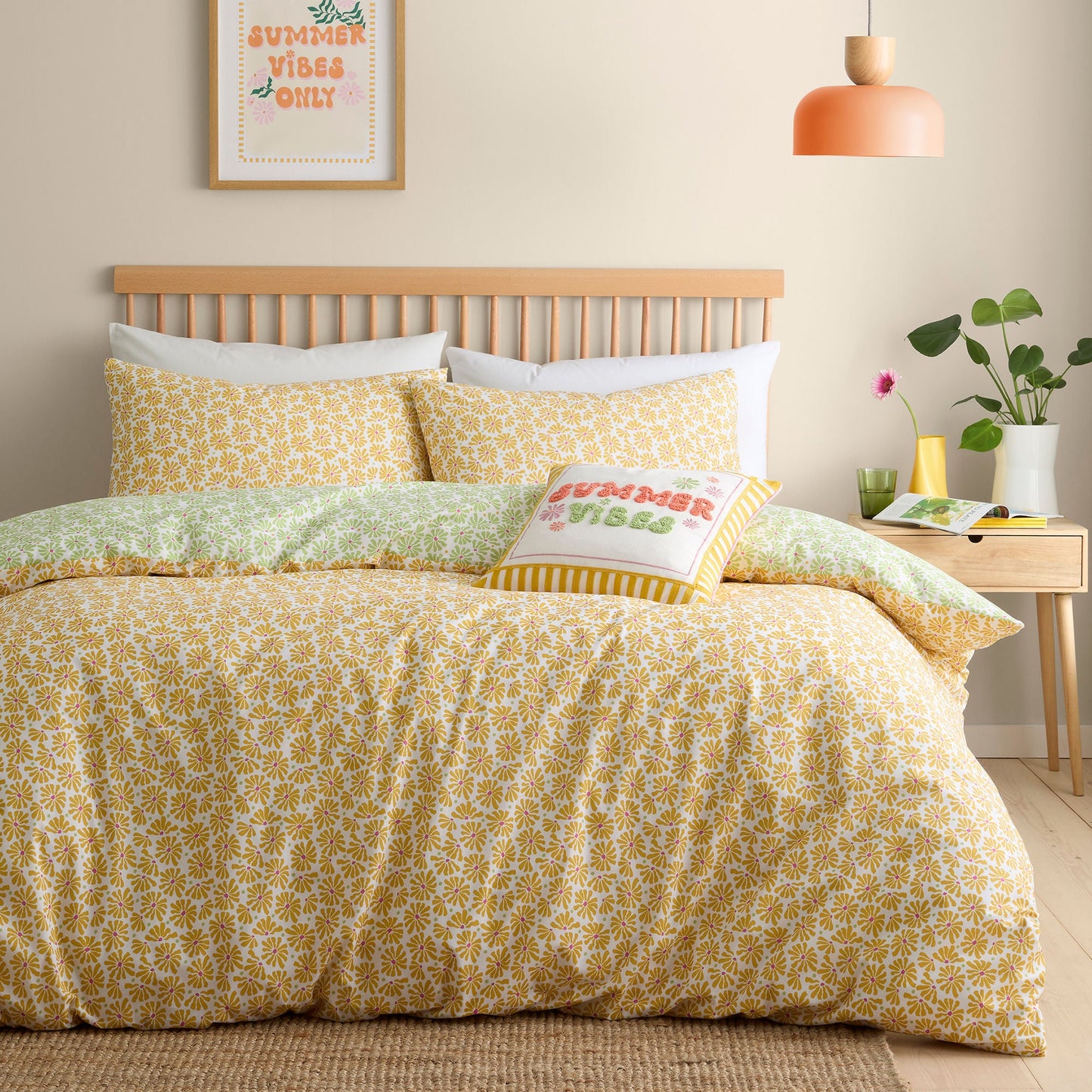 Summer Vibes Slogan Cushion in Multi 43 x 43cm