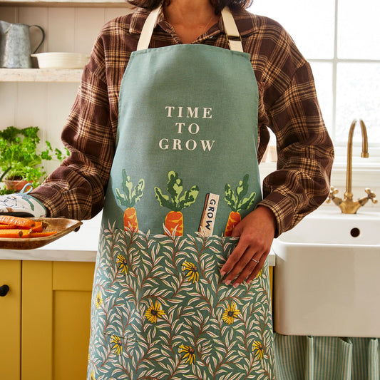 Time to Grow Cotton Apron in Green