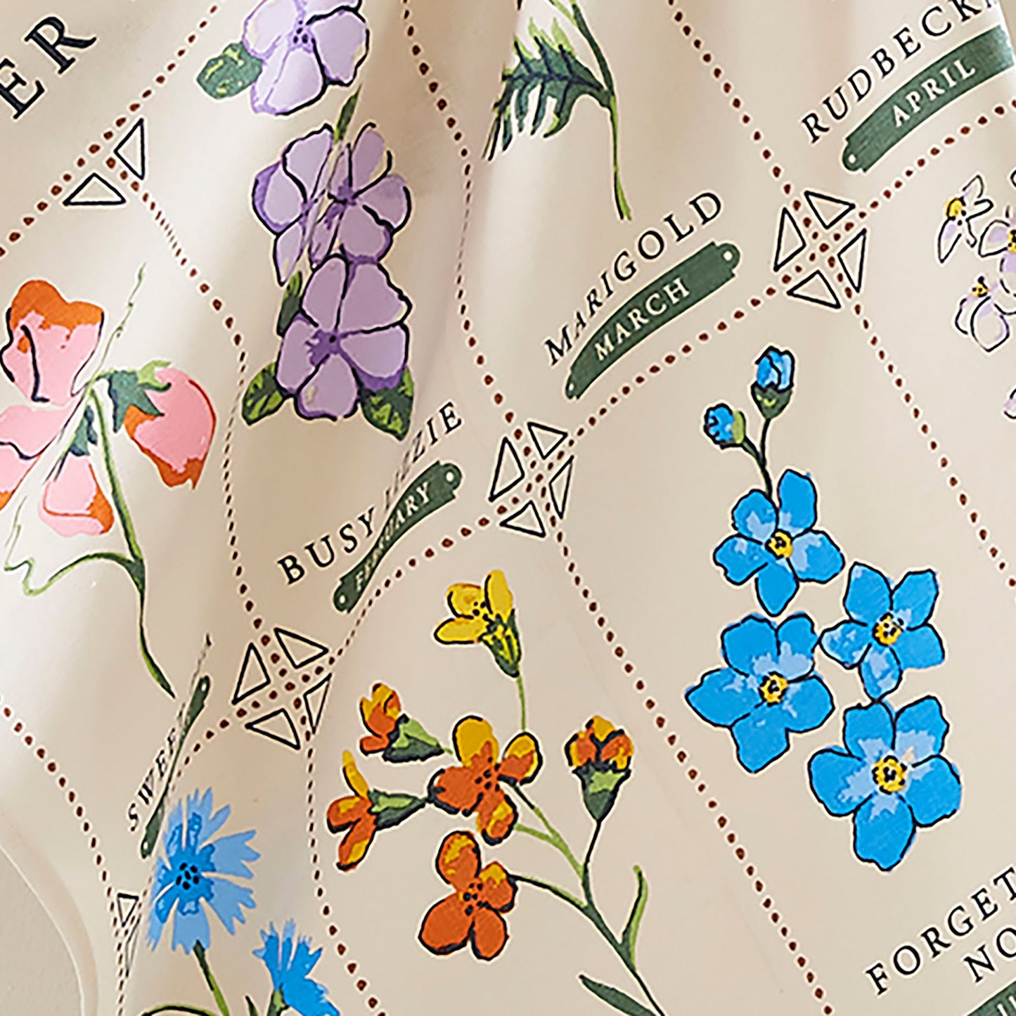 Time to Grow Flowers Cotton Tea Towel in Green