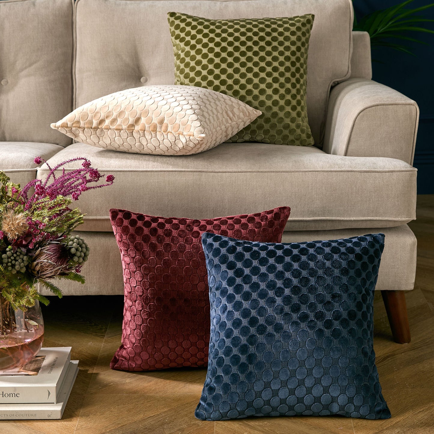 Velvet Spot Cushion in Natural 43 x 43cm - Cushion - Soiree