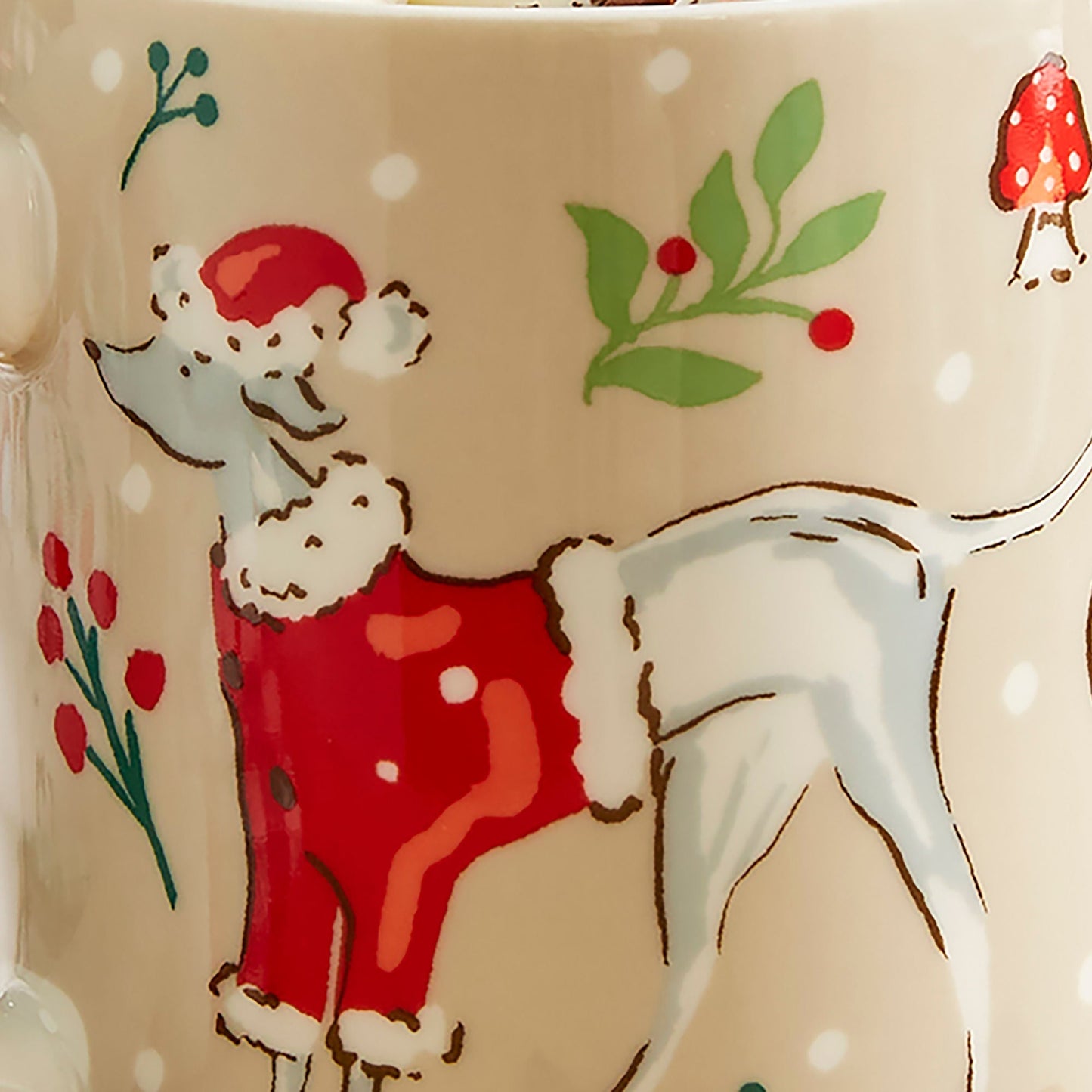 Winter Walkies Bone China Mug in Beige