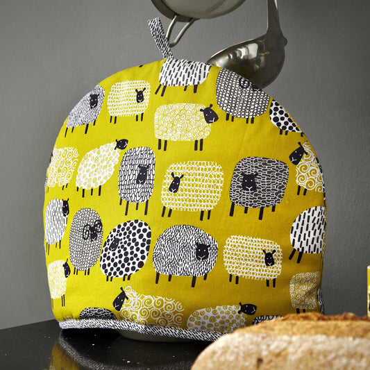 Ulster Weavers Tea Cosy - Dotty Sheep (100% Cotton Outer; 100% Polyester wadding; CE marked, Yellow, 6 Cup Teapot) - Tea Cosy - Ulster Weavers