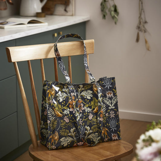 Ulster Weavers Finch & Flower Shoulder Bag - PVC One Size in Navy - Bag - Ulster Weavers