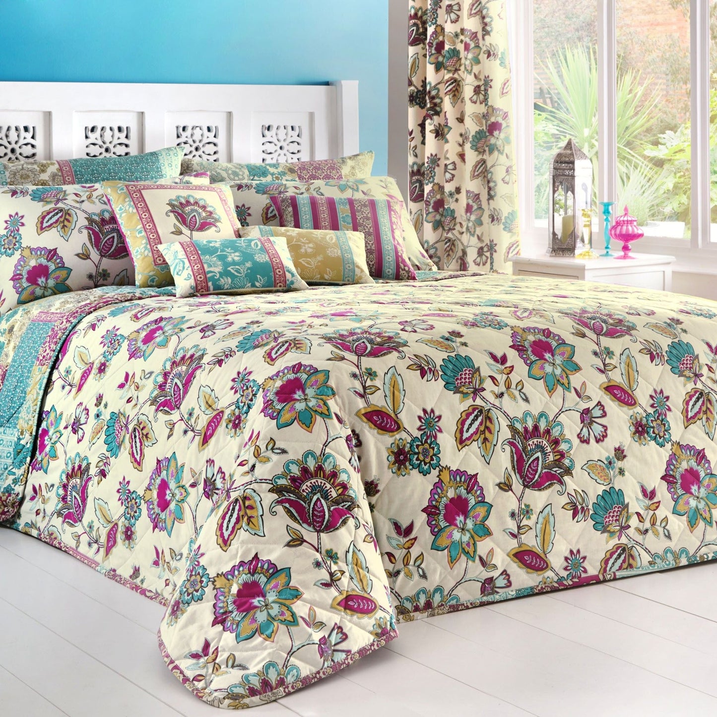 Marinelli Pair of Pencil Pleat Curtains by Dreams & Drapes in Teal - Pair of Pencil Pleat Curtains - Dreams & Drapes