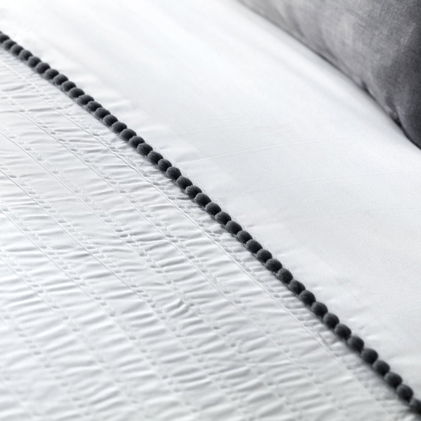 Pom Pom Duvet Cover Set by Serene in Grey - Duvet Cover Set - Serene