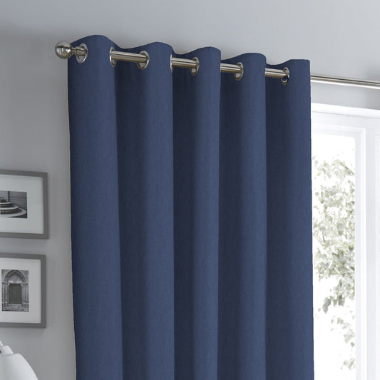 Sorbonne Pair of Eyelet Curtains by Fusion in Navy - Pair of Eyelet Curtains - Fusion