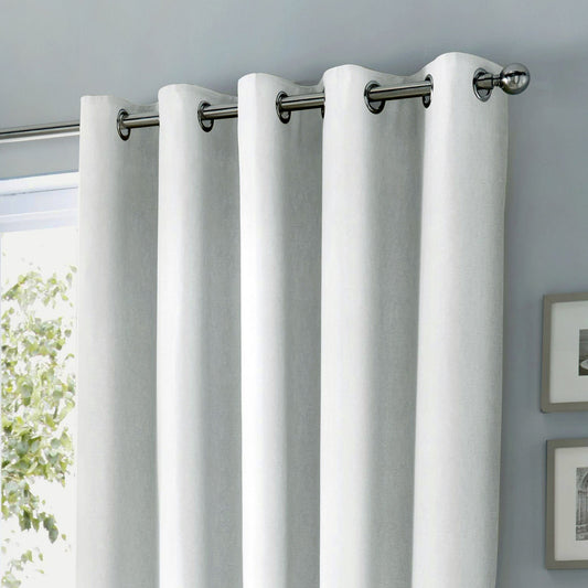 Sorbonne Pair of Eyelet Curtains by Fusion in White - Pair of Eyelet Curtains - Fusion