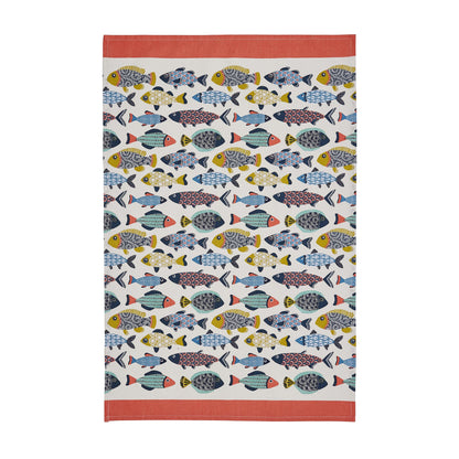 Aquarium Cotton Tea Towel in Blue