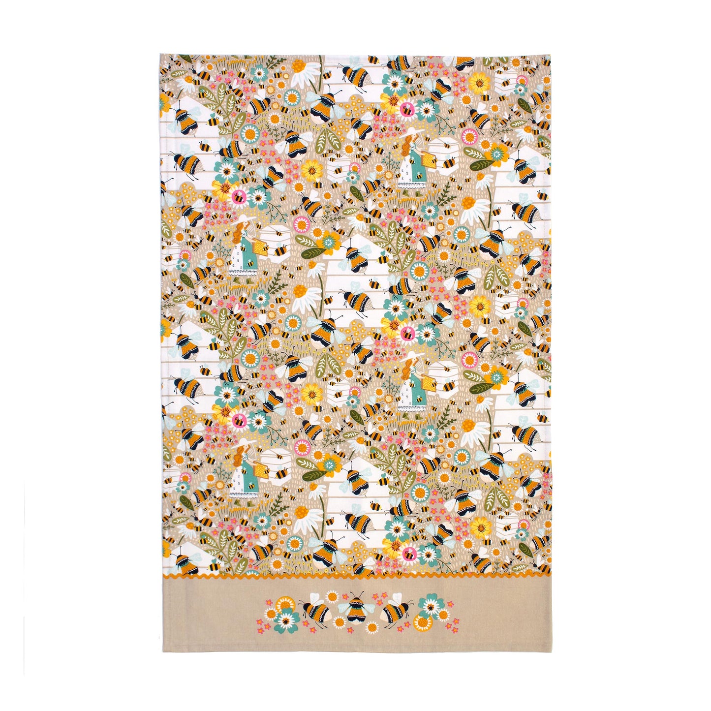 Bee Keeper Cotton Tea Towel in Natural