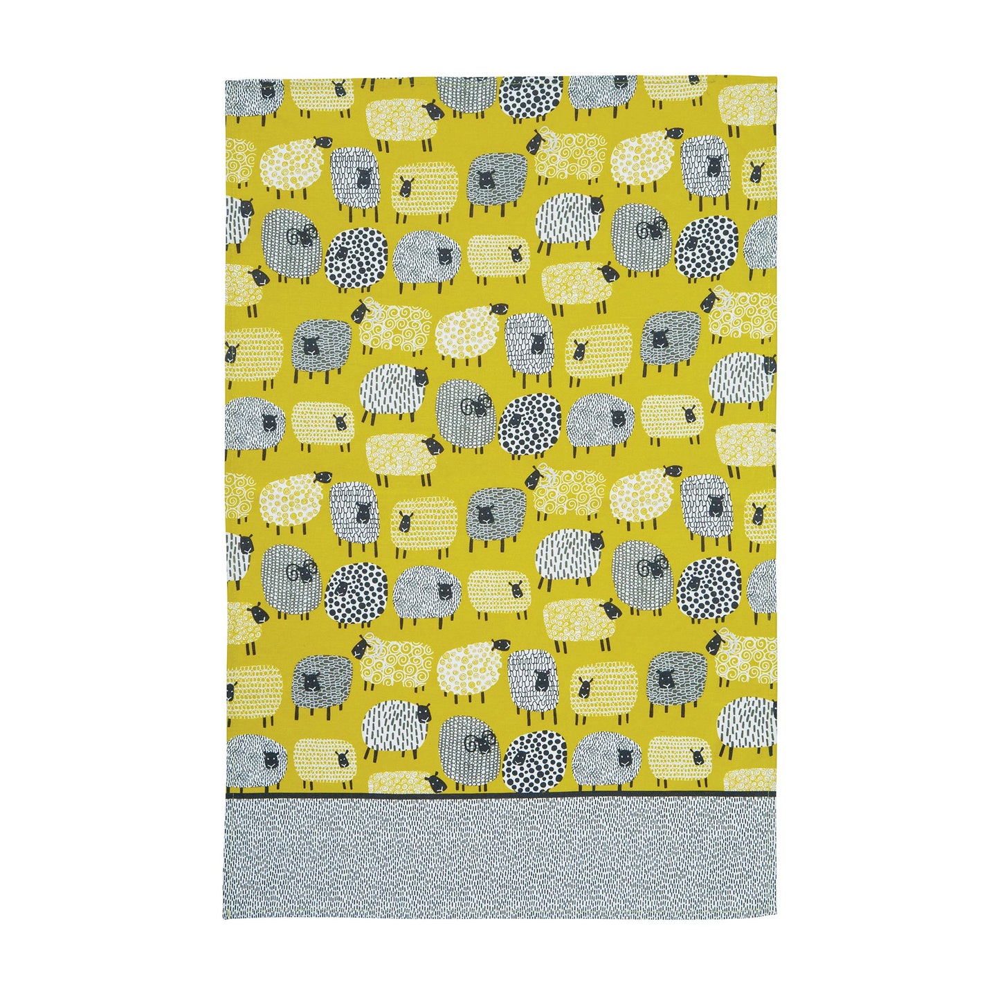 Dotty Sheep Cotton Tea Towel in Yellow