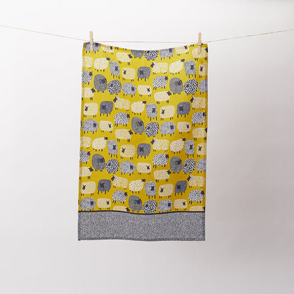 Ulster Weavers Cotton Tea Towel - Dotty Sheep (100% Cotton, Yellow) - Tea Towel - Ulster Weavers