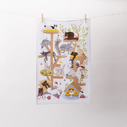 Ulster Weavers Cotton Tea Towel - Moggie Mahem (100% Cotton, Brown) - Tea Towel - Ulster Weavers